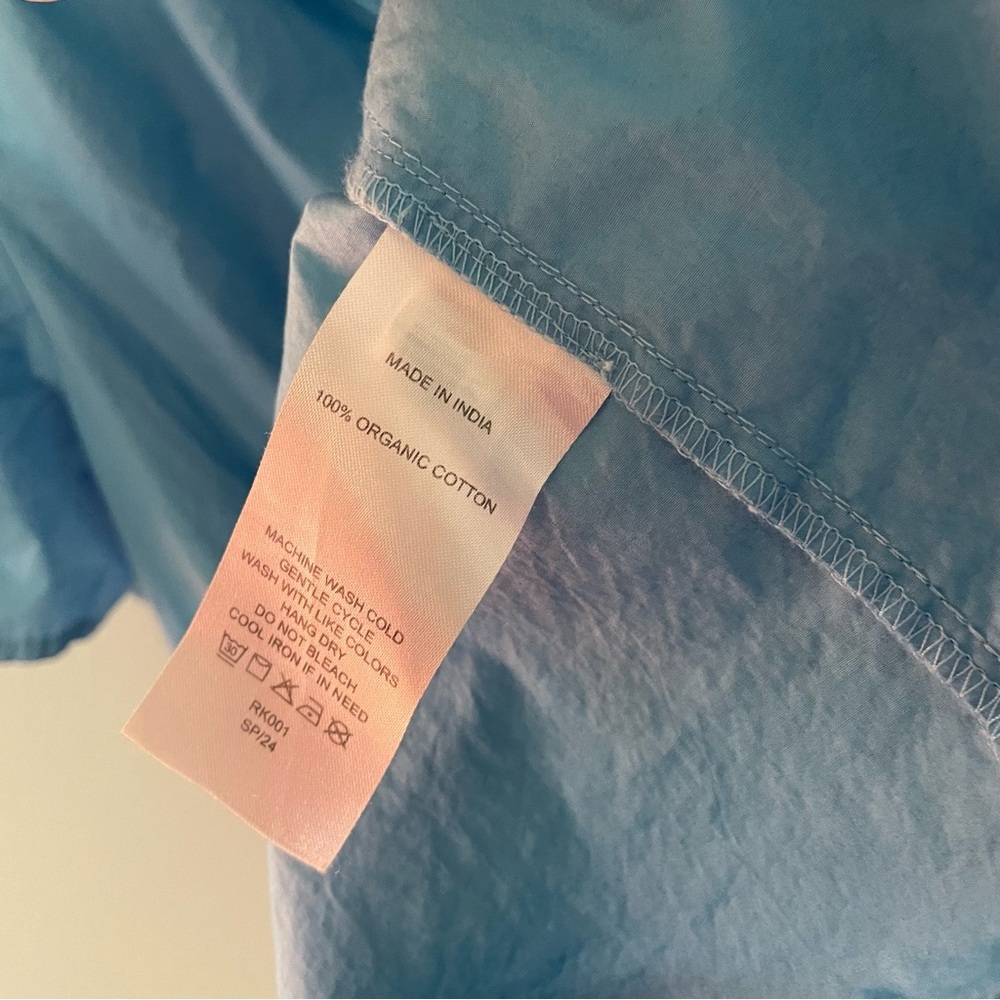 Quince Sky Blue Short Puff Sleeve Mini Dress - Picture 12 of 15